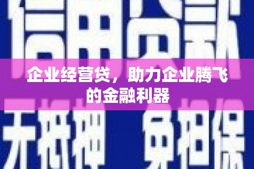 红古企业经营贷，助力企业腾飞的金融利器
