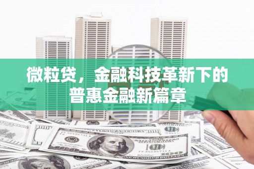 高县微粒贷，金融科技革新下的普惠金融新篇章