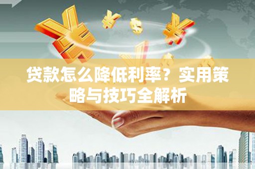 西畴贷款怎么降低利率？实用策略与技巧全解析